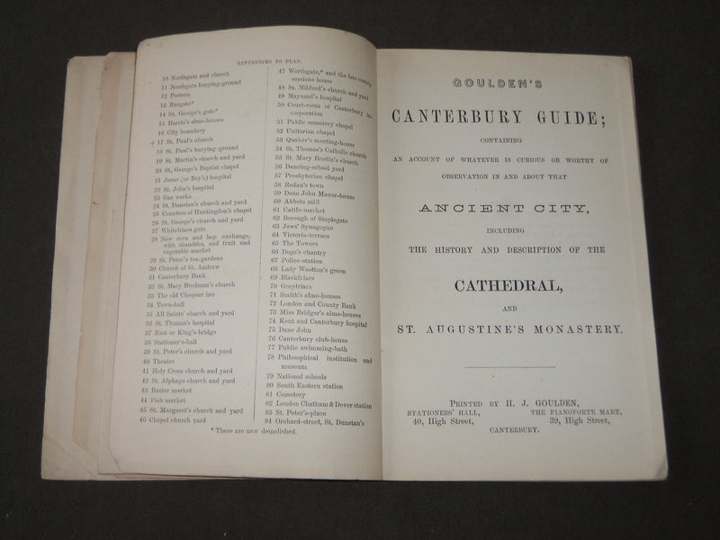 1800'S GOULDEN'S GUIDE TO CANTERBURY BOOK - U. K. - NICE MAP OF THE CITY- J 3452