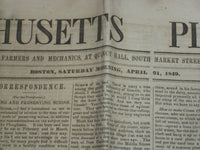 1849 APRIL 21 MASSACHUSETTS PLOUGHMAN -SUTTER ACCOUNT OF GOLD DISCOVERY- NP 5165