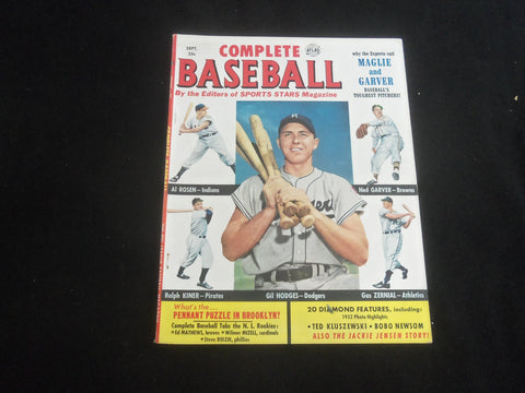 1952 SEPTEMBER COMPLETE BASEBALL MAGAZINE - GIL HODGES - RALPH KINER - J 7707