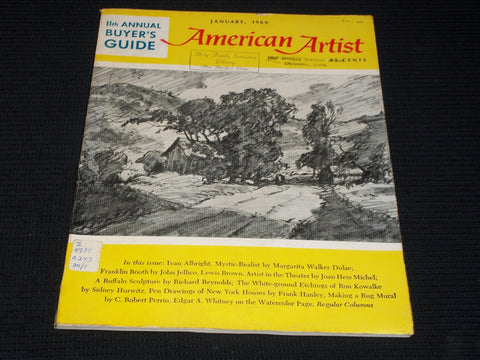 1966 JANUARY AMERICAN ARTIST MAGAZINE VERY NICE ART COVER & CONTENT - E 2129