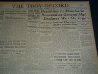 1931 NOVEMBER 10 TROY MORNING RECORD - HOSTILITIES IN MANCHURIA RENEWED- NT 7485