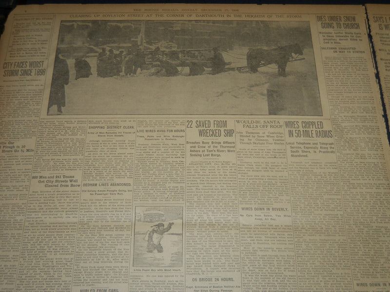 1909 DECEMBER 27 THE BOSTON HERALD NEWSPAPER - HALF OF WINTHROP FLOODED - BH 318
