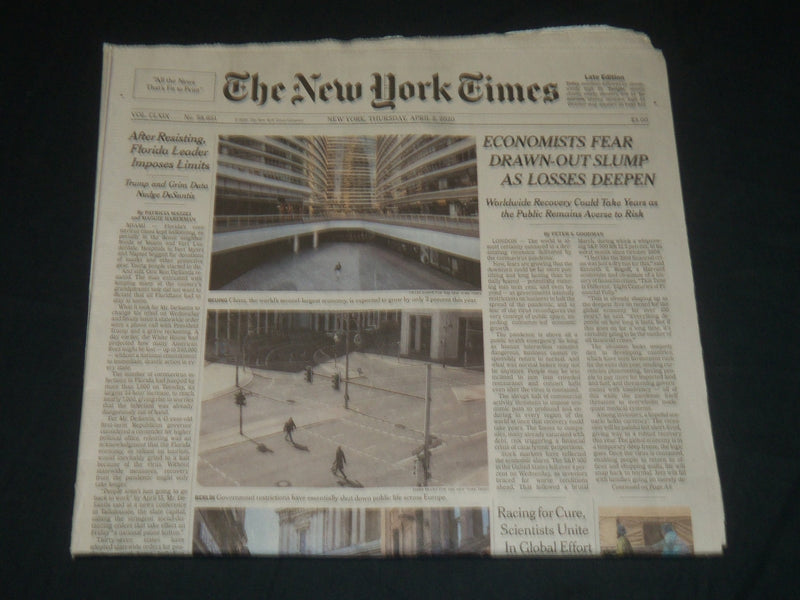 2020 APRIL 2 NEW YORK TIMES - ECONOMISTS FEAR DRAWN-OUT SLUMP AS LOSSES DEEPEN