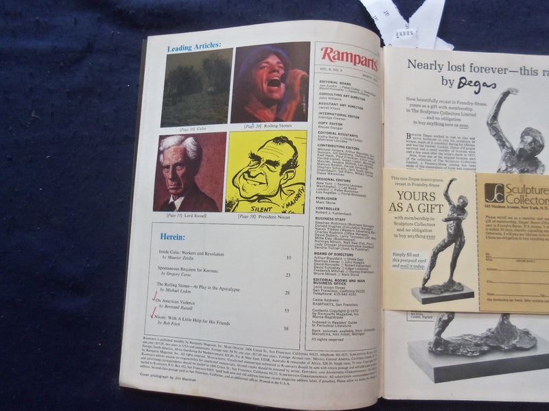 1970 MARCH RAMPARTS MAGAZINE - MICK JAGGER COVER - THE ROLLING STONES - SP 5746O