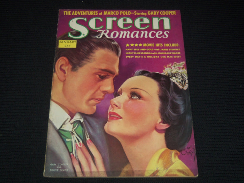 1938 JANUARY SCREEN ROMANCES MAGAZINE - GARY COOPER & SIGRID GURIE - E 16326