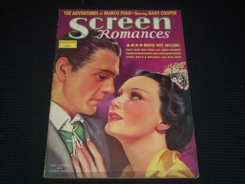 1938 JANUARY SCREEN ROMANCES MAGAZINE - GARY COOPER & SIGRID GURIE - E 16326