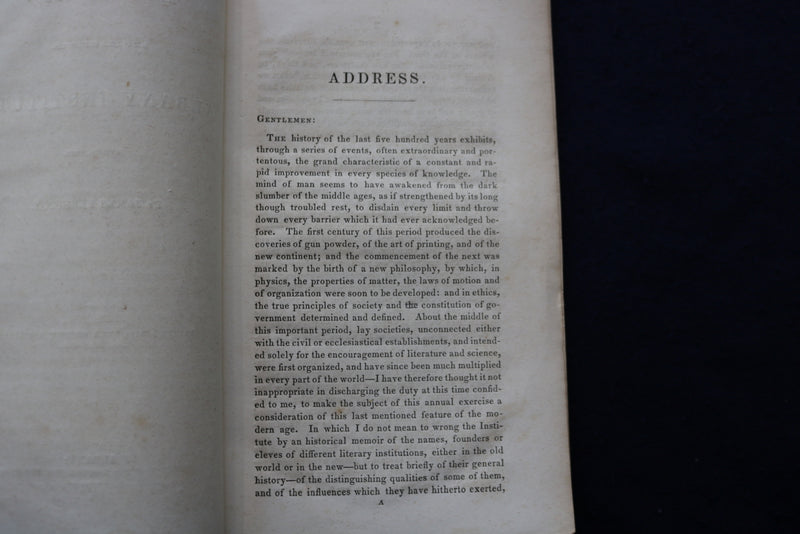 1838 ALBARY INSTITUTE ANNUAL ADDRESS SOFTCOVER BOOKLET - K 937