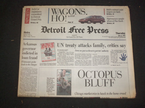 1995 JUNE 8 DETROIT FREE PRESS NEWSPAPER-AK GOV. INDICTED IN LOAN FRAUD- NP 7673