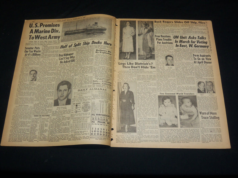 1952 FEBRUARY 25 NEW YORK DAILY NEWS - 2 CHILDREN DIE AS HOME BURNS - NP 5412