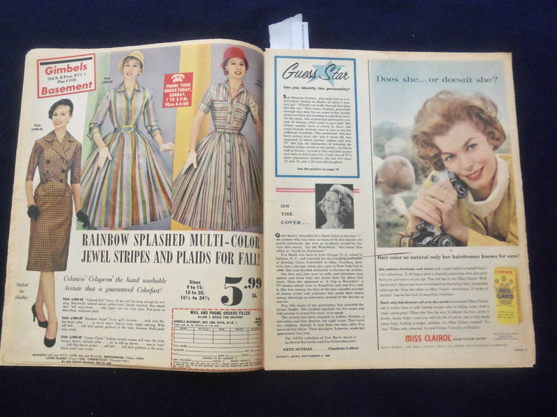 1959 SEP 6 NEW YORK NEWS COLOROTO MAGAZINE SECTION - EVA MARIE SAINT - J 9805