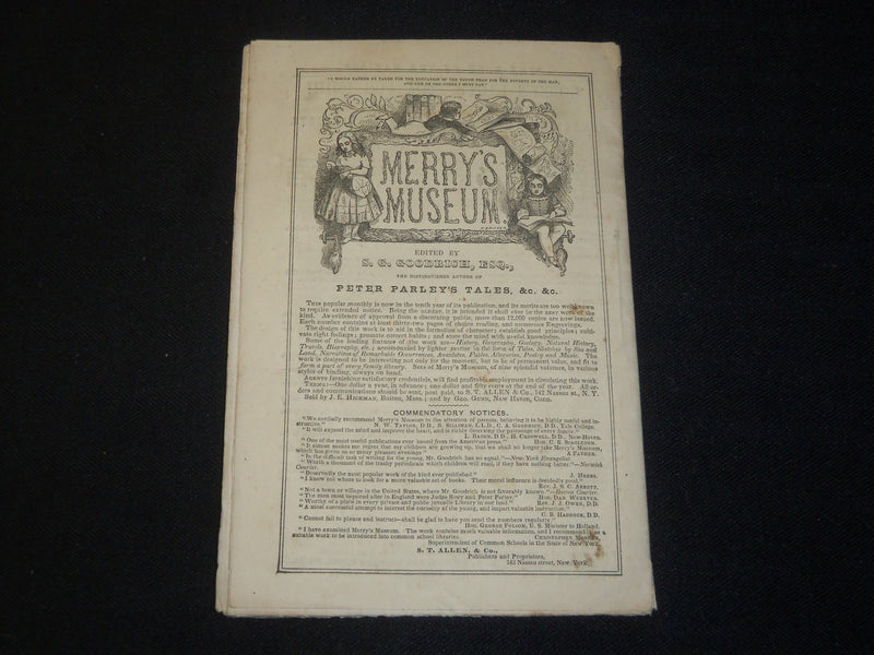 1850 NOVEMBER MERRY'S MUSEUM AND PARLEY'S MAGAZINE - S. G. GOODRICH - J 5472