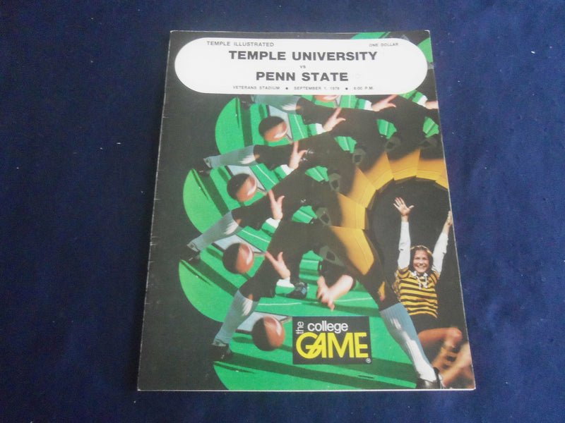 1978 SEP 1 FOOTBALL PROGRAM - TEMPLE UNIVERSITY VS PENN STATE UNIV - SP 1214G