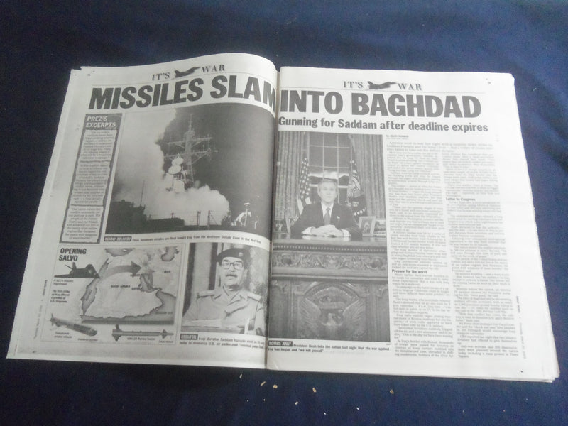 2003 MARCH 20 NEW YORK DAILY NEWS NEWSPAPER - FIRST STRIKE-WAR ON IRAQ - NP 5668