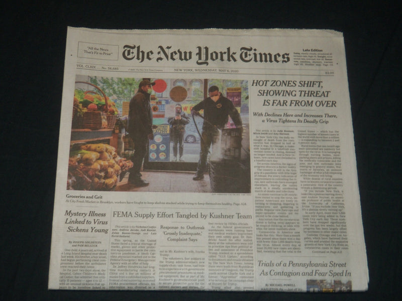 2020 MAY 6 NEW YORK TIMES - HOT ZONES SHIFT, SHOWING THREAT IS FAR FROM OVER