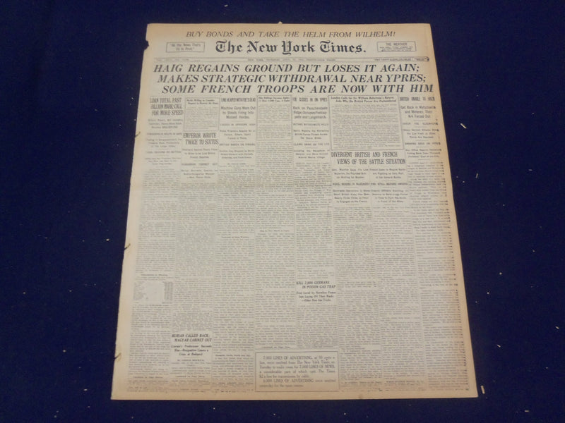 1918 APRIL 18 NEW YORK TIMES - HAIG REGAINS GROUND BUT LOSES IT AGAIN - NT 8224