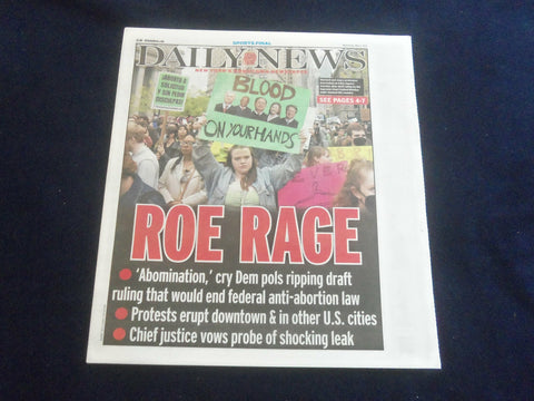 2022 MAY 4 NEW YORK DAILY NEWS NEWSPAPER- ROE V. WADE SUPREME COURT DRAFT RULING