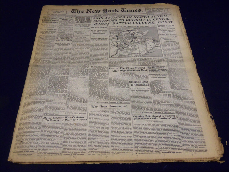 1943 FEBRUARY 28 NEW YORK TIMES - AXIS ATTACKS IN NORTH TUNIS - NT 1065