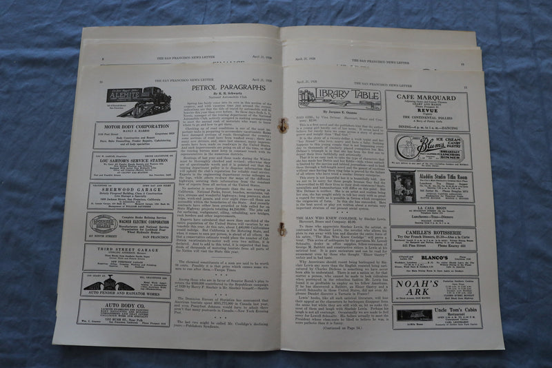 1928 APRIL 22 SAN FRANCISCO NEWS LETTER MAGAZINE - CARQUINEZ BRIDGE - ST 5509M