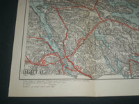 1939 KARTA OVER STOCKHOLMS-TRACKTEN FOLD-OUT MAP - SWEDEN - J 3966