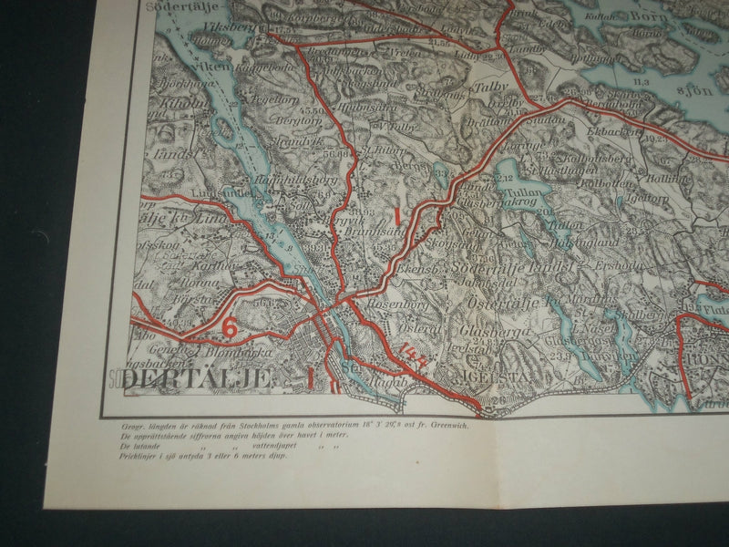 1939 KARTA OVER STOCKHOLMS-TRACKTEN FOLD-OUT MAP - SWEDEN - J 3966