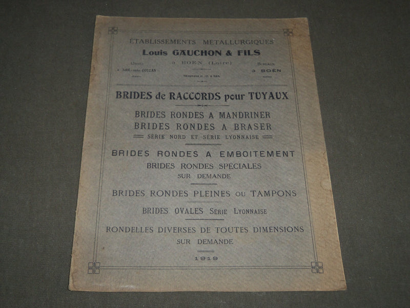 1919 ETABLISSEMENTS METALLURGIQUES LOUIS GAUCHON & FILS FRENCH CATALOGUE- FR 435