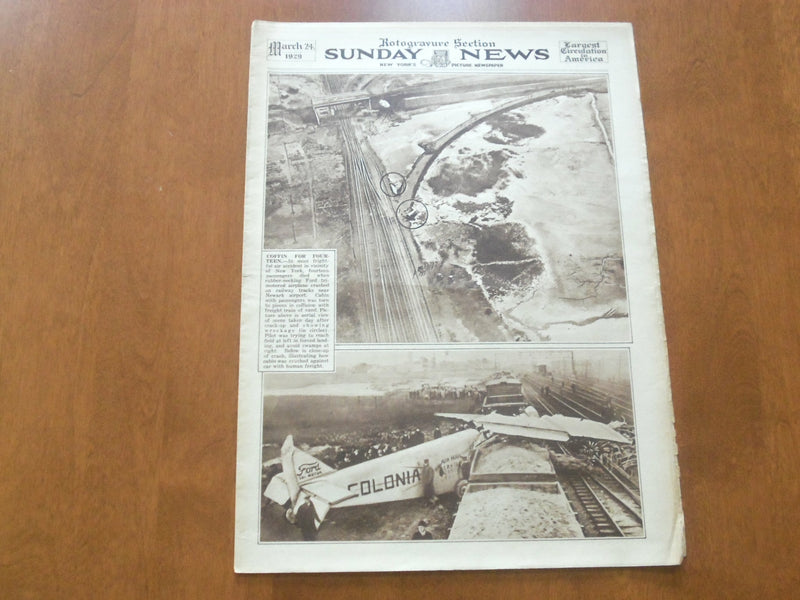 1929 MAR 24 NEW YORK SUNDAY NEWS ROTO SECTION -FORD TRIMOTOR PLANE CRASH-NP 5014