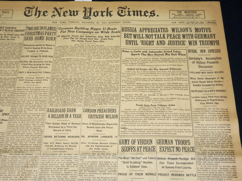 1916 DECEMBER 26 NEW YORK TIMES - GERMANS BUILDING BIGGER U-BOATS - NT 8645