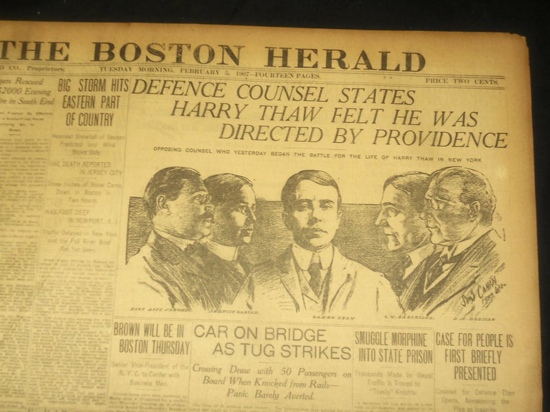 1907 FEB 5 THE BOSTON HERALD-HARRY THAW FELT HE WAS DIRECTED BY PROVIDENCE-BH 31