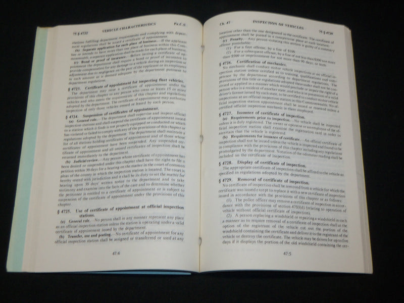 1976 PENNSYLVANIA CONSOLIDATED STATUTES TITLE 75 - LEMMER - VEHICLES - KD 2769T