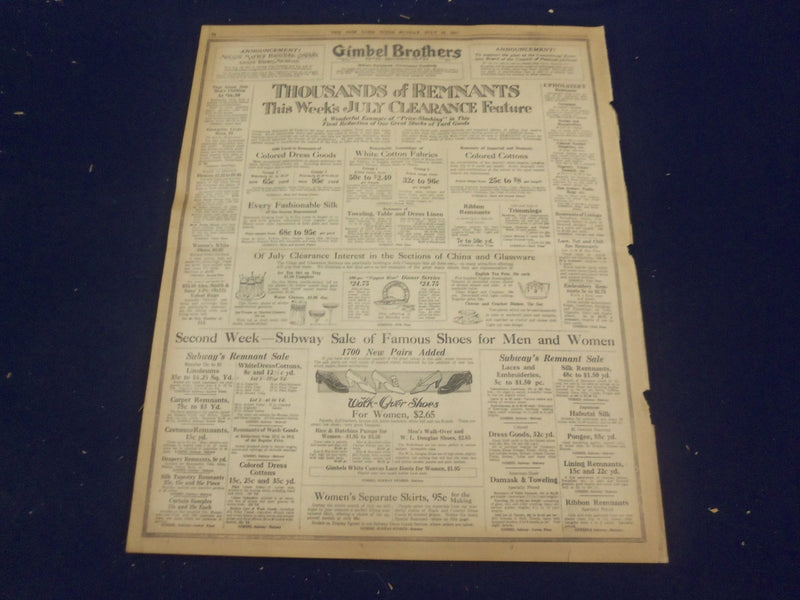 1917 JULY 22 NEW YORK TIMES - DRAFT MASTER SHEETS COMPLETED - NT 9316