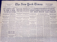 1940 OCT 1 NEW YORK TIMES NEWSPAPER - GOVERNOR LEHMAN ASKS 3RD TERM - NT 23