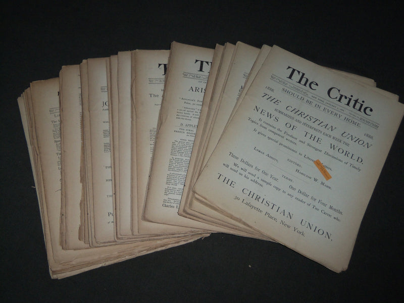 1888-1889 THE CRITIC MAGAZINE LOT OF 37 ISSUES - NICE STORIES - WR 559W
