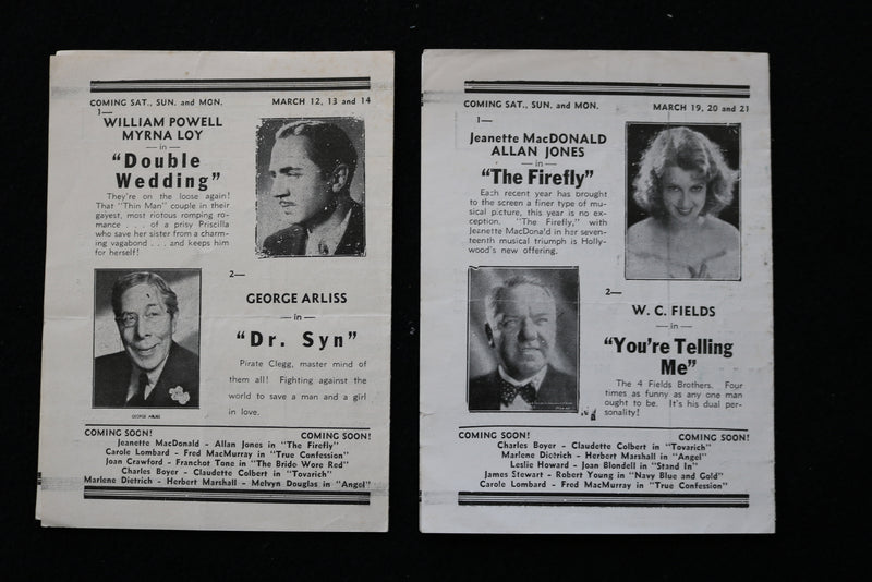 1935-1938 EDISON THEATRE MOVIE PROGRAMS - LOT OF 6 - K 1972