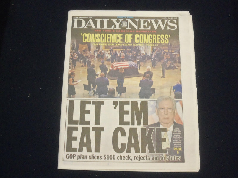 2020 JULY 28 NEW YORK DAILY NEWS NEWSPAPER- G.O.P. PLAN SLICES $600 UNEMPLOYMENT