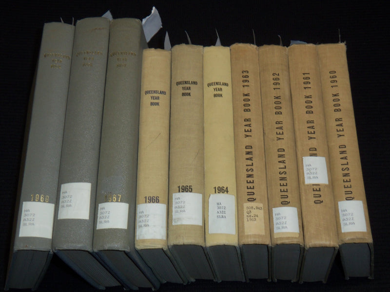 1960-1969 QUEENSLAND YEAR BOOK LOT OF 10 - GOV. STATISTICIAN BRISBANE - KD 1D