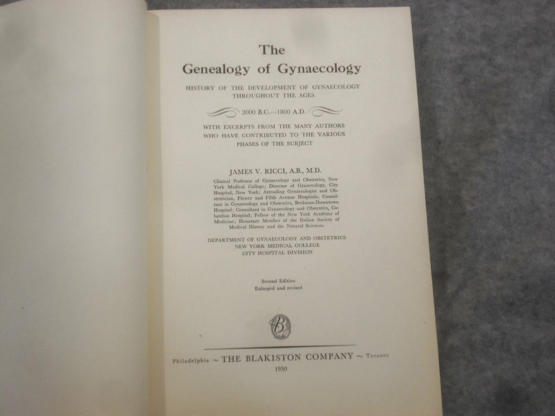 1945-1950 GENEALOGY / 100 YEARS OF GYNAECOLOGY BY JAMES RICCI-LOT OF 2- KD 2759W