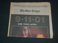 2002 SEPTEMBER 11 THE STAR-LEDGER NEWSPAPER - 9.11.01 ONE YEAR LATER - NP 3484