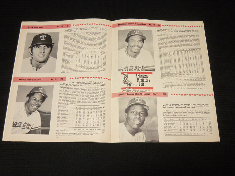 1974-1977 TEXAS RANGERS SCORECARD LOT OF 4 & TICKET STUB - O 3027B