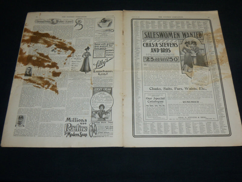1900 YOUTH'S COMPANION MAGAZINE LOT OF 2 - FRIENDS BY EDITH WHARTON - ST 530W