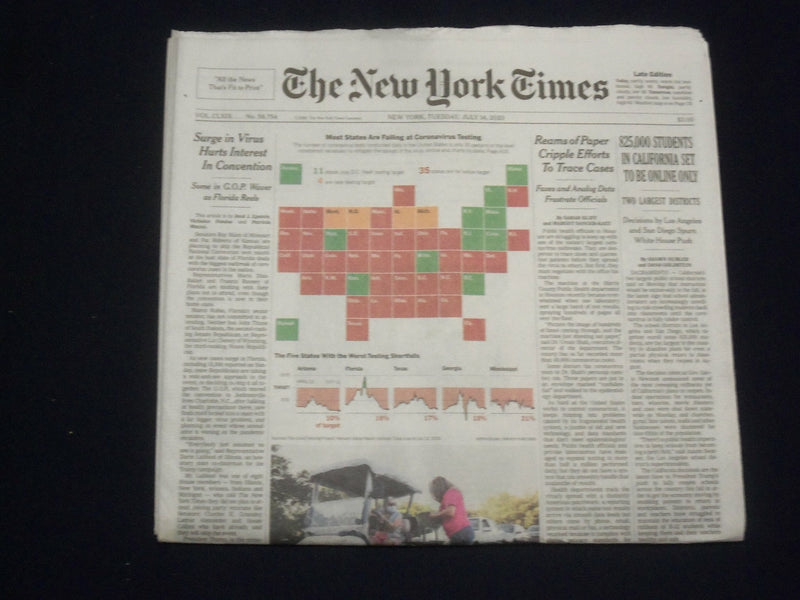 2020 JULY 14 NEW YORK TIMES-825,000 STUDENTS IN CALIFORNIA SET TO BE ONLINE ONLY