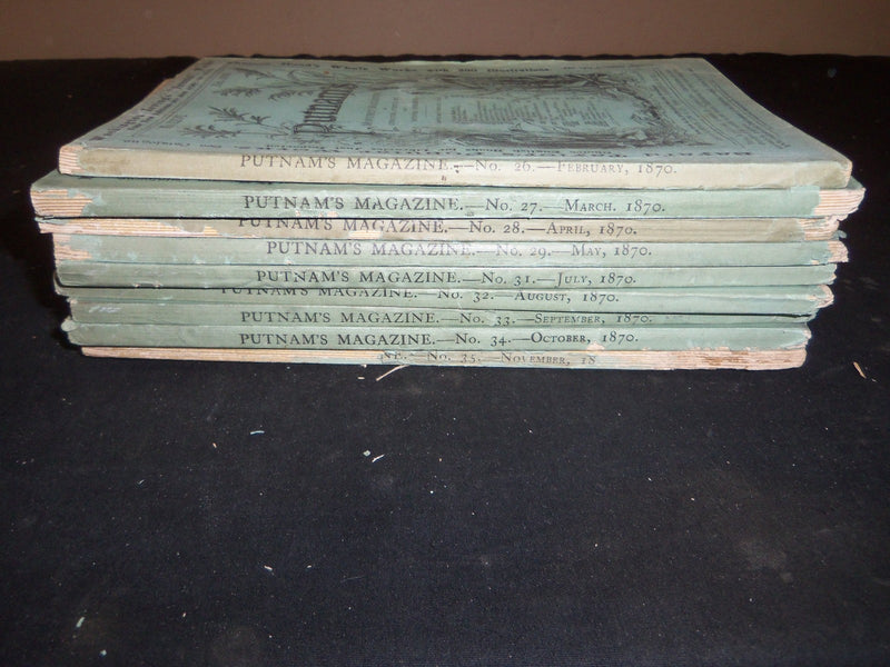 1870 PUTNAM'S MONTHLY MAGAZINE - LOT OF 9 ISSUES - WR 1164