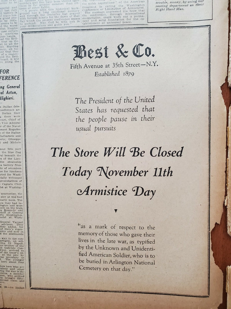 1921 NOV 11 NEW YORK TIMES - 90,000 PAY HONOR TO UNKNOWN LYING IN STATE- NT 8018