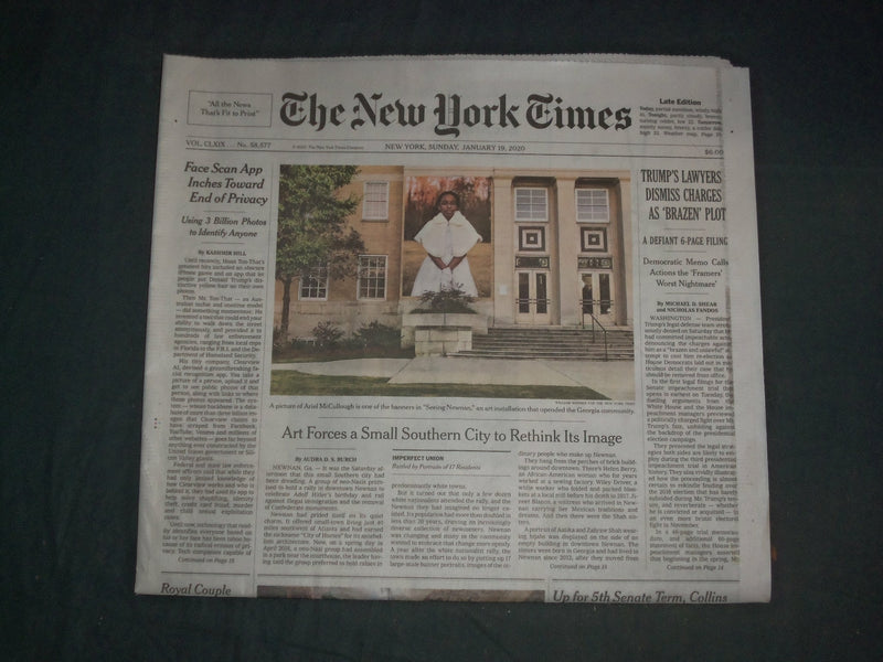 2020 JANUARY 19 NEW YORK TIMES- TRUMP'S LAWYERS DISMISS CHARGES AS 'BRAZEN' PLOT