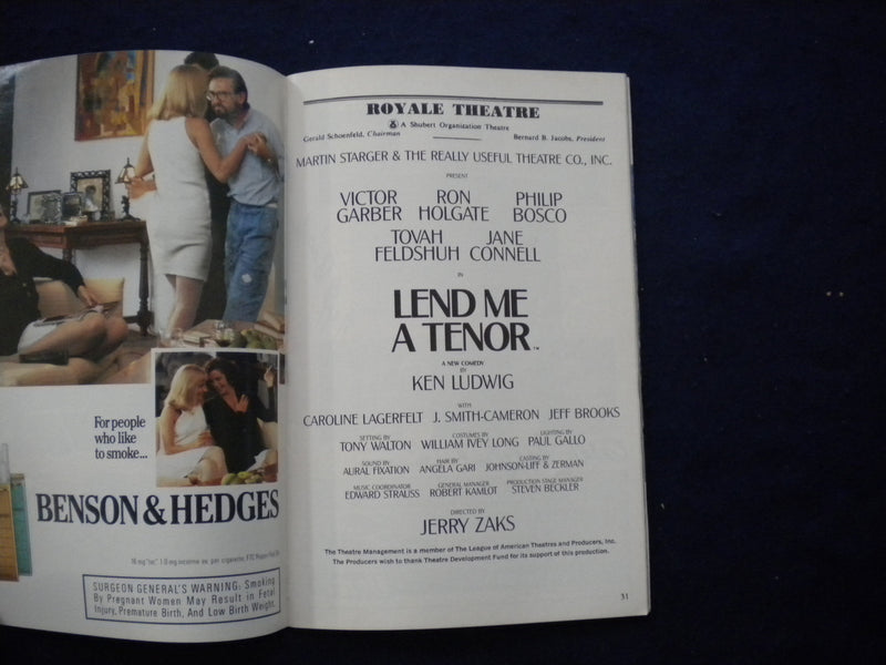 1989 LEND ME A TENOR PLAYBILL - PHILIP BOSCO, VICTOR GARBER SIGNATURES - J 8327