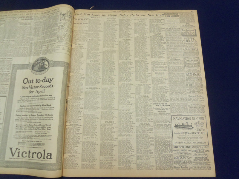 1918 APRIL 1 NEW YORK TIMES -AMERICAN ARMY STARTS FOR BATTLEFRONT - NT 8198
