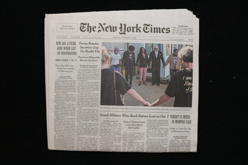 2024 OCTOBER 4 NEW YORK TIMES - TRUMP RETAINS SECRETIVE GRIP ON HEALTH FILE