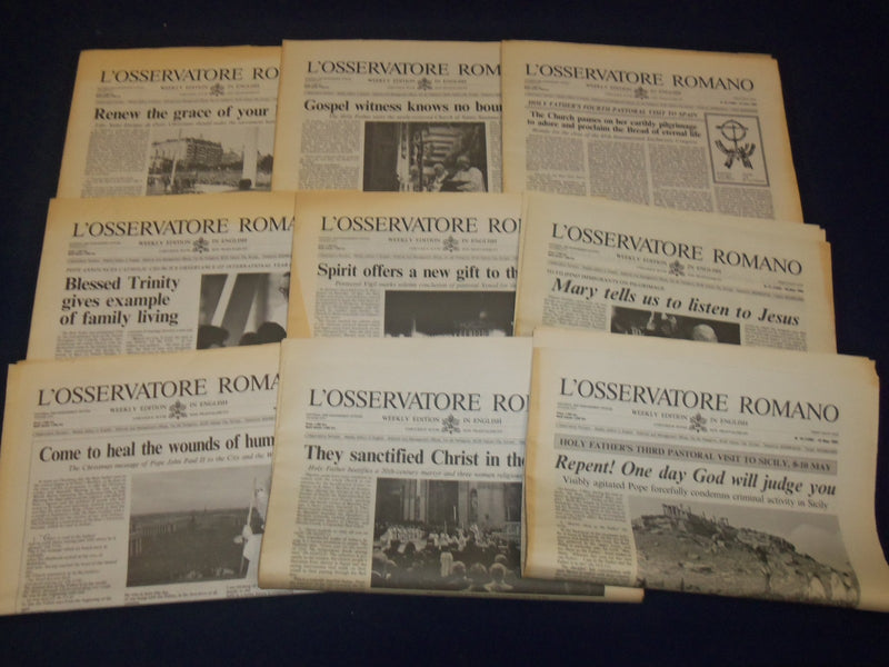 1993 L'OSSERVATORE ROMANO WEEKLY EDITION NEWSPAPER LOT OF 50 COMPLETE - O 2443
