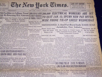 1946 JANUARY 6 NEW YORK TIMES - ELECTRICAL WORKERS SET TO QUIT - NT 3232