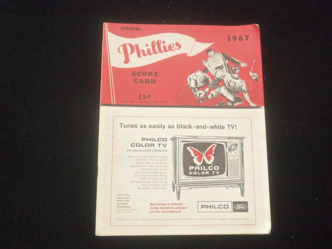 1967 PHILADELPHIA PHILLIES SCORECARD - SAN FRANCISCO GIANTS - J 7845