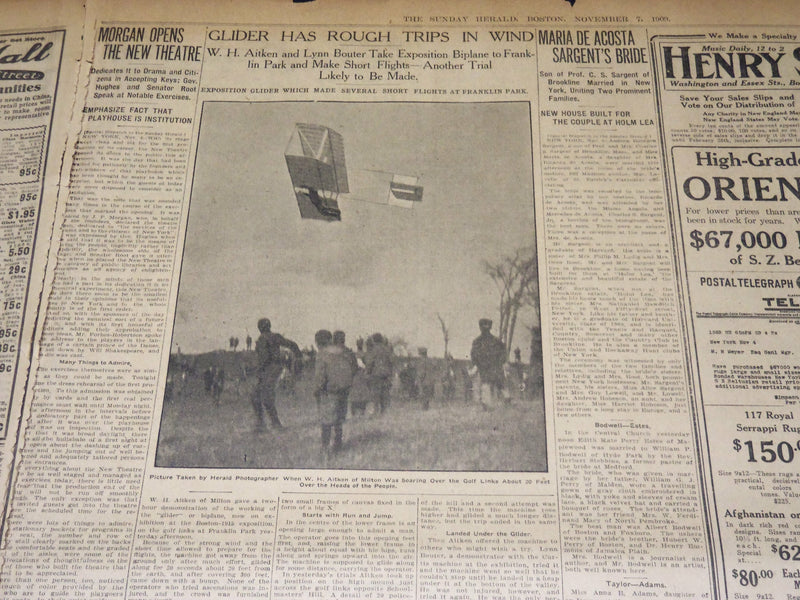 1909 NOV 7 THE BOSTON HERALD - HARVARD VANQUISHES CORNELL - DARTMOUTH - BH 396